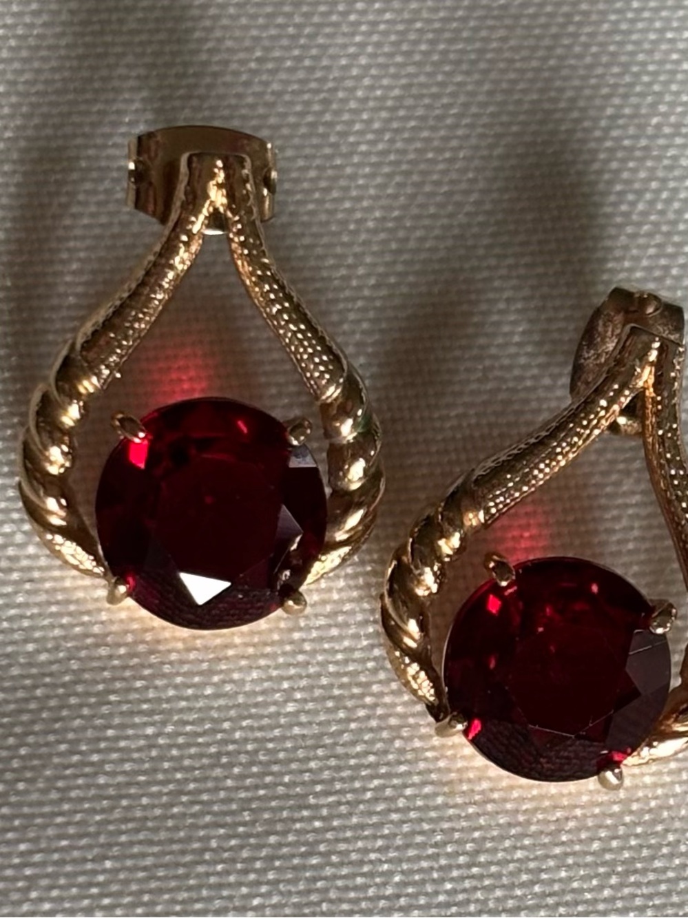 Gold-Tone Red Stone Earrings